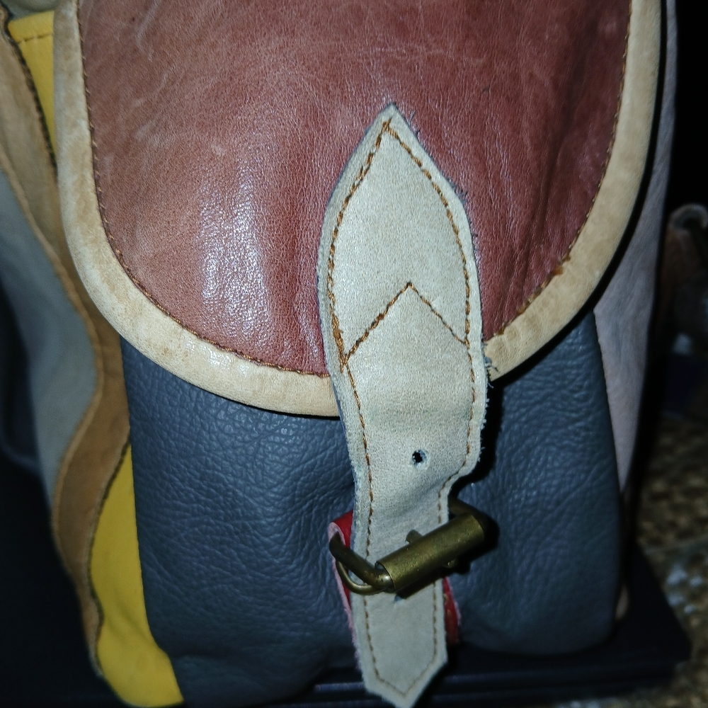 Vintage Patchwork Leather Large Backpack - Waterspots - Picture 6 of 9